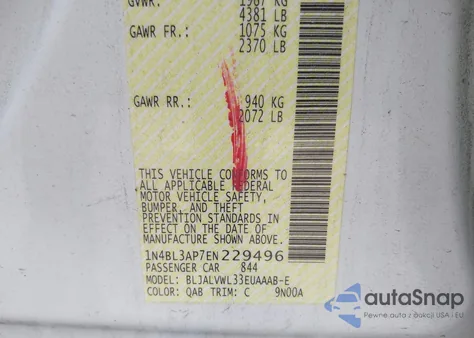 2014 Nissan Altima 3.5 Sl из США, поврежденный, VIN 1N4BL3AP7EN229496